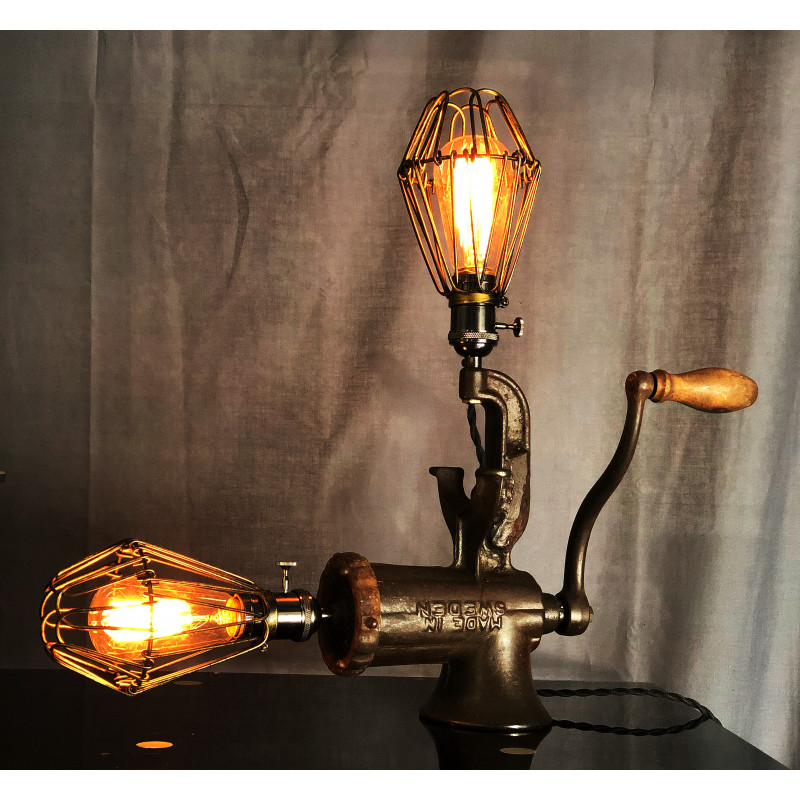 Vintage Meat Grinder Lamp